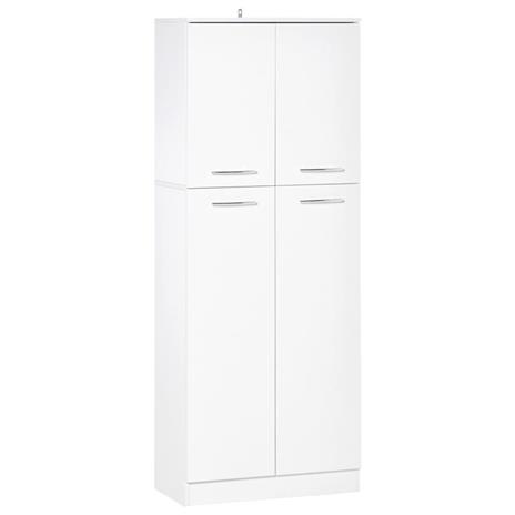 HOMCOM Mobile Dispensa Multiuso con 2 Armadietti e Mensole Regolabili, Legno Truciolare, 59x31x155cm, Bianco