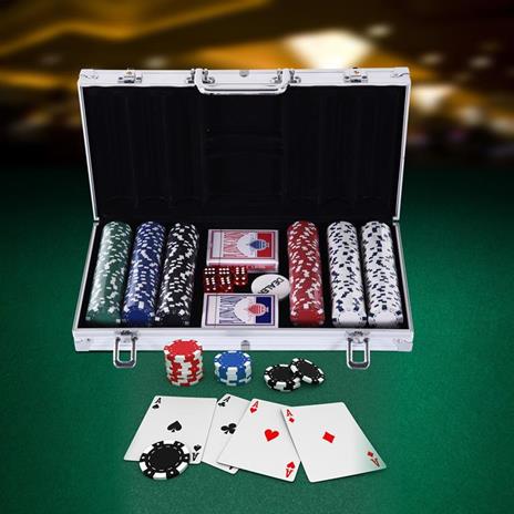 HOMCOM Valigetta Poker Professionale in Alluminio, Set Poker con 300 Fiches e 2 Mazzi per Texas hold'em e Blackjack - 2