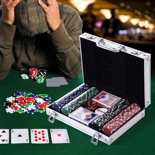 HOMCOM Valigetta Poker Professionale in Alluminio, Set Poker con 200 Fiches e 2 Mazzi per Texas hold'em e Blackjack - 2