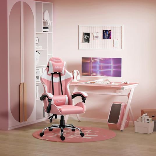 Vinsetto Sedia da Gaming Ergonomica con Altezza Regolabile e Reclinabile -  Rosa - Vinsetto - Idee regalo