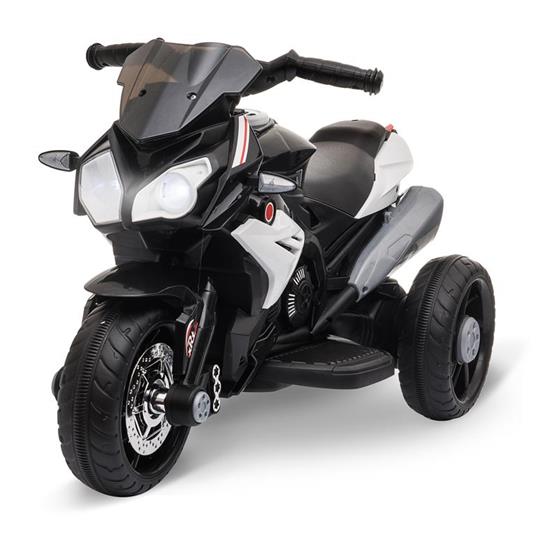 HOMCOM Moto Elettrica per Bambini 3-6 Anni Max. 25kg con Luci, Musica, Batteria 6V e Velocità 3km/h, Nera