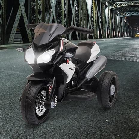 HOMCOM Moto Elettrica per Bambini 3-6 Anni Max. 25kg con Luci, Musica, Batteria 6V e Velocità 3km/h, Nera - 2