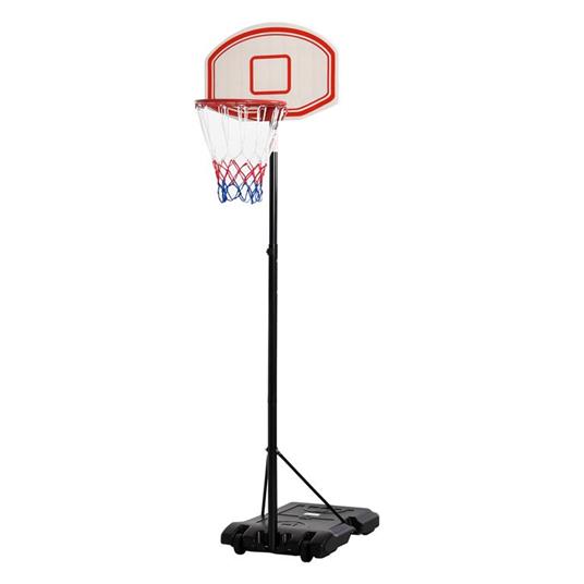 HOMCOM Canestro Basket Altezza Regolabile 5 Livelli 175-215cm, Struttura Metallo con Ruote, Nero