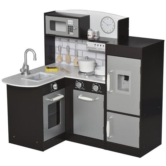 HOMCOM Cucina Giocattolo per Bambini in Legno Età 3+ - Nero - HomCom -  Cucina - Giocattoli