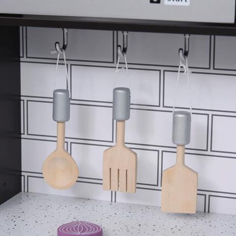HOMCOM Cucina Giocattolo per Bambini in Legno Età 3+ - Nero - 5