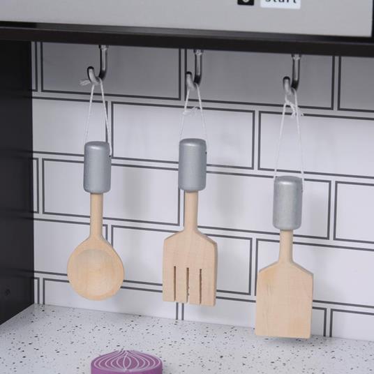 HOMCOM Cucina Giocattolo per Bambini in Legno Età 3+ - Nero - 5