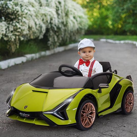 HOMCOM Macchina Elettrica per Bambini Lamborghini Età 3-5 Anni - Verde - 2