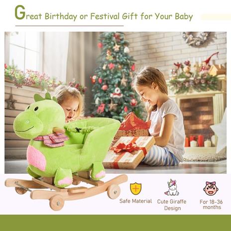 HOMCOM Dondolo con Ruote a Forma di Drago per Bambini 18-36 Mesi - Verde - 4
