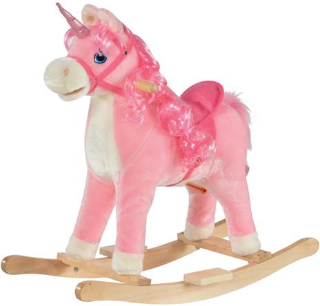 HOMCOM Cavallo a Dondolo per Bambini 36-72 Mesi - Rosa