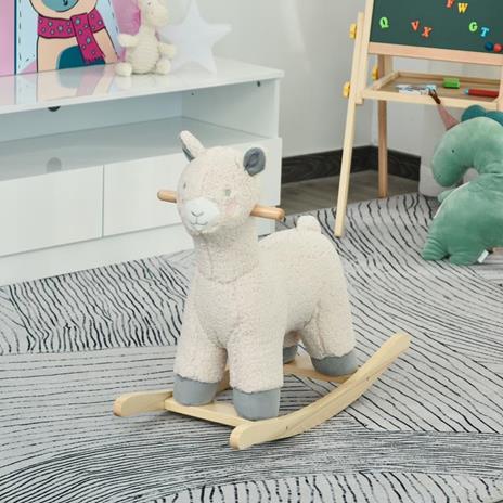 HOMCOM Dondolo a Forma di Alpaca per Bambini 36-72 Mesi - Crema - 2