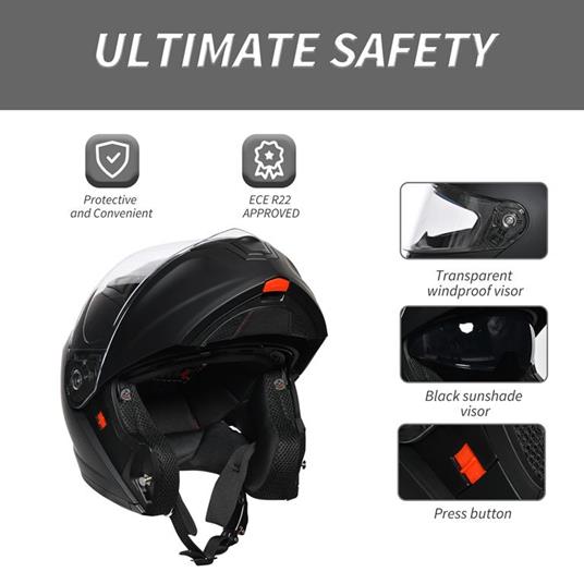 HOMCOM Casco Moto Integrale con Visiera Esterna e Parasole, Bluetooth  Integrato e Certificato ECE R22, Taglia XL 61/62cm, Nero - Homcom - Casa e  Cucina | IBS