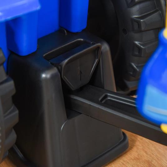 HOMCOM Trattore per Bambini Cavalcabile con Rimorchio, Rastrello e Pala 12-36 Mesi - Blu - 6