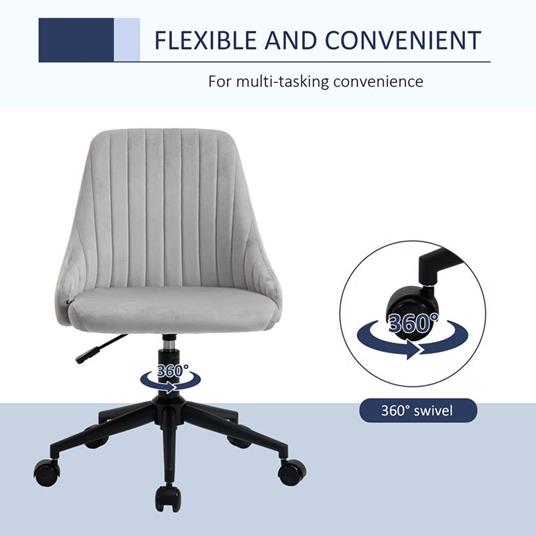 Vinsetto Sedia Ufficio Ergonomica Grigia – Girevole 360° Con Braccioli, Imbottita In PU, Capacità 120kg