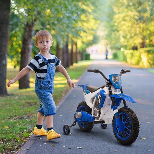 HOMCOM Moto da Cross Elettrica per Bambini da 3-5 Anni - Blu - 2