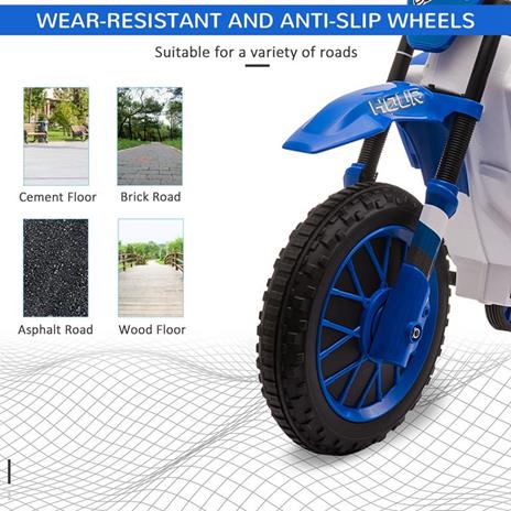 HOMCOM Moto da Cross Elettrica per Bambini da 3-5 Anni - Blu - 4