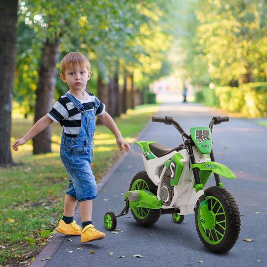 HOMCOM Moto da Cross Elettrica per Bambini da 3-5 Anni - Verde - 2