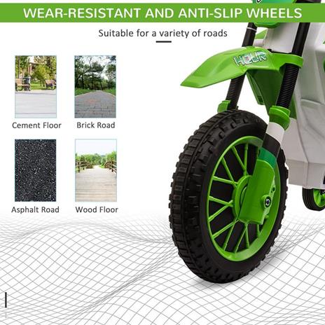 HOMCOM Moto da Cross Elettrica per Bambini da 3-5 Anni - Verde - 4