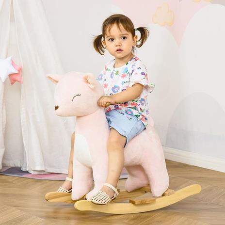 HOMCOM Dondolo a forma di cervo per Bambini 36-72 Mesi - Rosa - 2