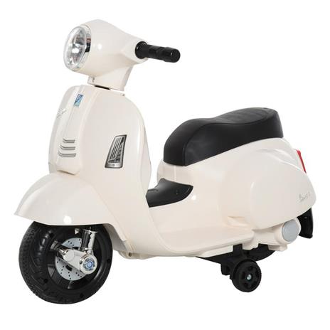 HOMCOM Moto Elettrica per Bambini con Licenza Ufficiale Vespa Batteria 6V, Fari e Clacson, per Bimbi da 18-36 mesi,Bianco, 66.5x38x52cm