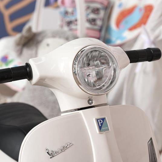 HOMCOM Moto Elettrica per Bambini con Licenza Ufficiale Vespa Batteria 6V, Fari e Clacson, per Bimbi da 18-36 mesi,Bianco, 66.5x38x52cm - 6