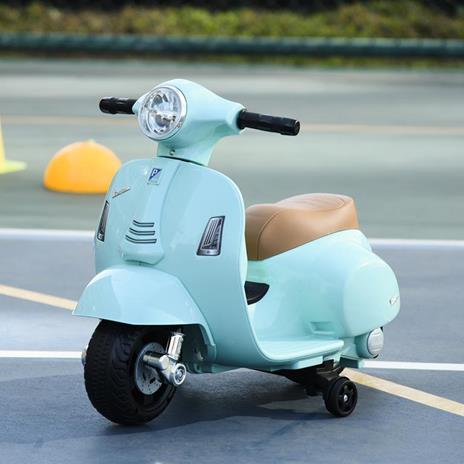 HOMCOM Moto Elettrica per Bambini con Licenza Ufficiale Vespa Batteria 6V, Fari e Clacson, per Bimbi da 18-36 mesi, Verde, 66.5x38x52cm - 2