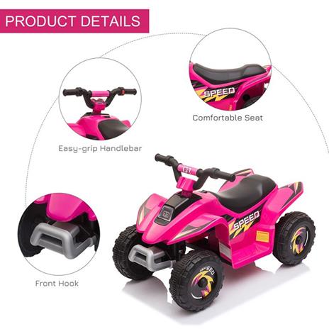 HOMCOM Quad per Bambini Elettrico con Batteria Ricaricabile 6V Rosa - 3