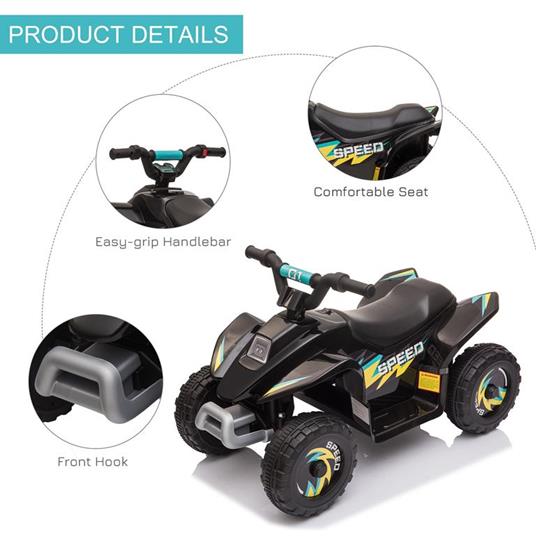 HOMCOM Quad per Bambini Elettrico con Batteria Ricaricabile 6V - Nero - 3