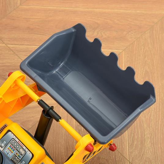 HOMCOM Ruspa Giocattolo con Volante, Escavatore Manuale e Vano Nascosto, Gioco Cavalcabile Bambini 2-3 Anni, 70x26x37cm, Giallo - 5
