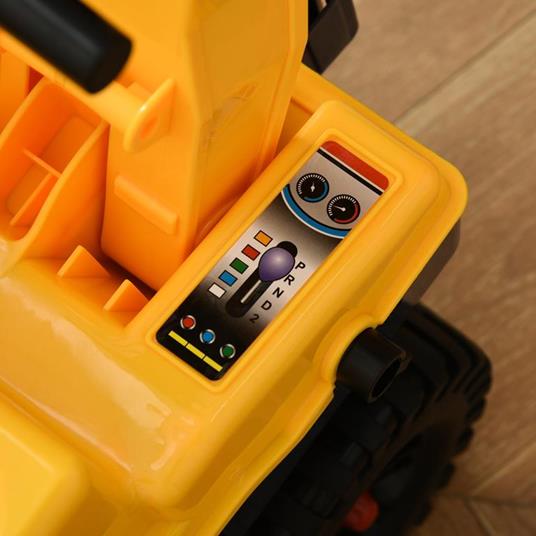 HOMCOM Ruspa Giocattolo 2 in 1 con Escavatore e Mordente, Vano Nascosto, Gioco Cavalcabile Bambini 2-3 Anni, 90x28x58cm, Giallo - 6