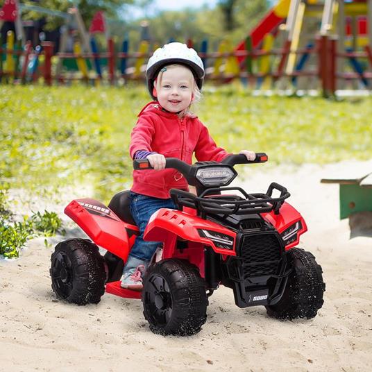 HOMCOM Quad Elettrico per Bambini Fari Funzionanti e Pedale Età 18-36 Mesi  - Rosso - HomCom - Elettriche - Giocattoli