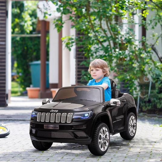 HOMCOM Macchina Elettrica Jeep per Bambini 12V Guida Manuale e con Telecomando - Nero - 2