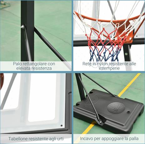 HOMCOM Canestro Basket per Adulti con Altezza Regolabile - Nero - 4