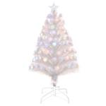 HOMCOM Albero di Natale Artificiale con Luci LED Colorate e Fibre Ottiche 90 Rami Base in Metallo Pieghevole 90cm - Bianco