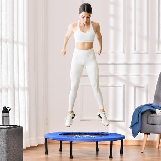 HOMCOM Trampolino Elastico per Jumping Fitness e Allenamento a Casa con Molle e Struttura in Acciaio - Nero/Blu - 2