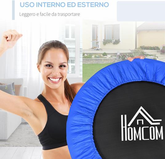 HOMCOM Trampolino Elastico per Jumping Fitness e Allenamento a Casa con Molle e Struttura in Acciaio - Nero/Blu - 3