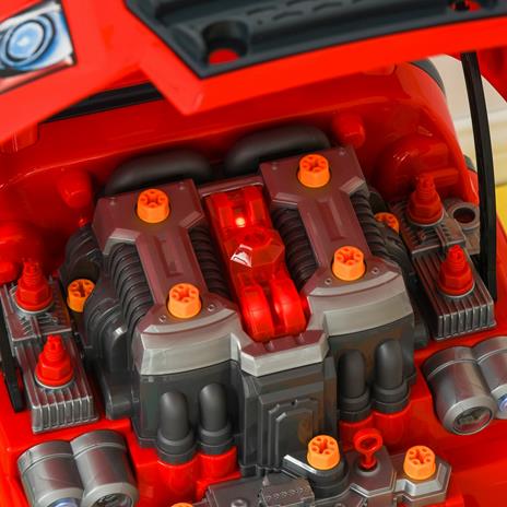 HOMCOM Officina Camion Giocattolo con Motore e 61 Accessori per Bambini 3-5 Anni, Ruote e Maniglia, 40x39x47cm - Rosso - 5