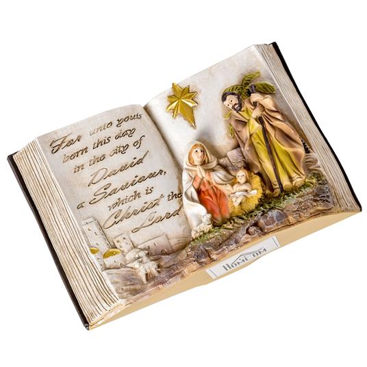 HOMCOM Presepe di Natale con Statuine 3D e Incisione, Natività, Decorazione Natalizia in Resina