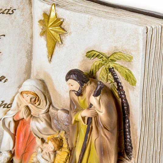 HOMCOM Presepe di Natale con Statuine 3D e Incisione, Natività, Decorazione Natalizia in Resina - 5