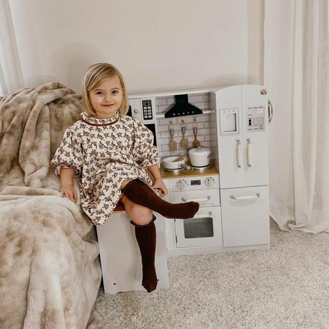 HOMCOM Cucina Giocattolo per Bambini 3-6 Anni in Legno con Suoni, 14 Accessori, Forno, Lavandino e Frigo, 82x65x87cm - Bianco - 2