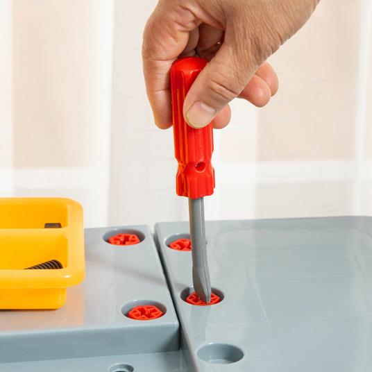 HOMCOM Banco da Lavoro da 79 Pezzi per Bambini da 3 Anni in Su con Trapano a Batteria e Attrezzi - Multicolore - 6