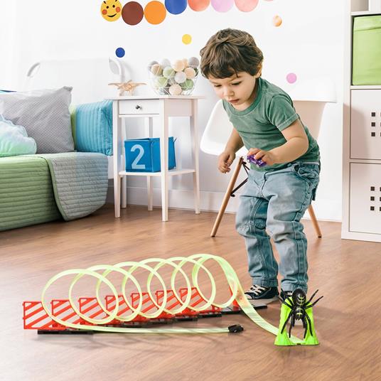 HOMCOM Pista per Macchinine con Effetti Luminosi e Automobilina, per Bambini da 3-6 Anni, 86x67x21cm - Multicolore - 2