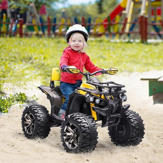 HOMCOM Quad per Bambini Elettrico 12V con Fari Funzionanti e Pedale, Batteria Ricaricabile, Età 3-5 Anni, 100x65x73cm - Nero/Giallo - 2
