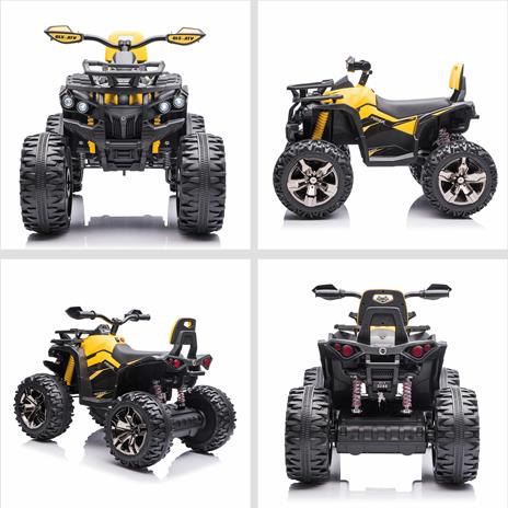 HOMCOM Quad per Bambini Elettrico 12V con Fari Funzionanti e Pedale, Batteria Ricaricabile, Età 3-5 Anni, 100x65x73cm - Nero/Giallo - 5
