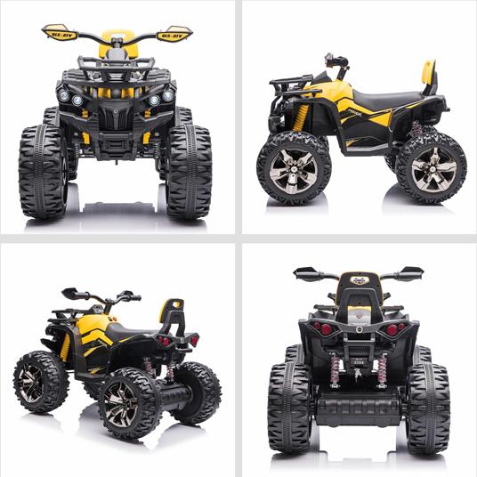 HOMCOM Quad per Bambini Elettrico 12V con Fari Funzionanti e Pedale, Batteria Ricaricabile, Età 3-5 Anni, 100x65x73cm - Nero/Giallo - 5