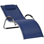 Outsunny Lettino Prendisole in Alluminio, Sedia Sdraio da Giardino in Textilene con Poggiatesta Rimovibile