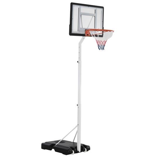 HOMCOM Canestro Basket per Bambini e Adulti con Tabellone in PVC Regolabile  210-260cm Ruote Integrate Bianco - HomCom - Basket - Giocattoli