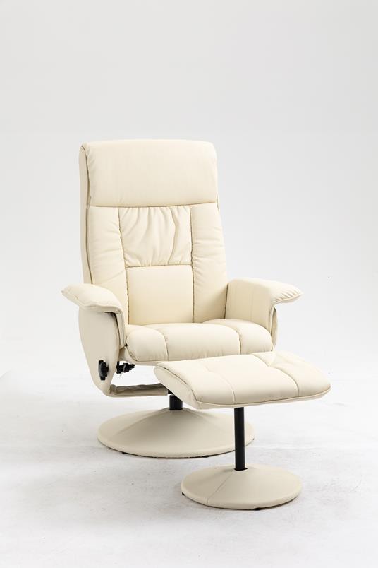 HOMCOM Poltrona Relax Reclinabile fino 135° con Seduta Girevole e Pouf  Poggiapiedi, 80x69x110cm, Crema - HomCom - Idee regalo