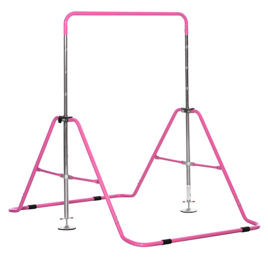 HOMCOM Sbarra per Trazioni per Bambini 3-8 Anni, 4 Altezze Regolabili e Struttura in Acciaio, 148x105x88-128 cm, Rosa