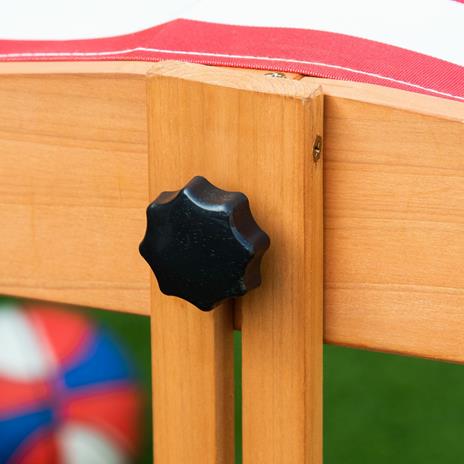 Outsunny Sabbiera per Bambini in Legno con Tettuccio Regolabile, Sedute e Vaschette, 107.5x107.5x110cm - 6