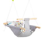 Outsunny Altalena per Bambini 6-36 Mesi in Legno e Cotone, 70x45x160cm, Grigio